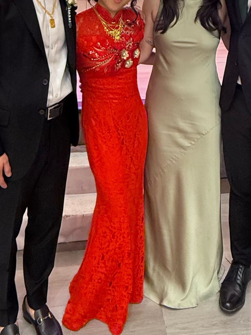 Elegant Red Lace Qipao Wedding Dress